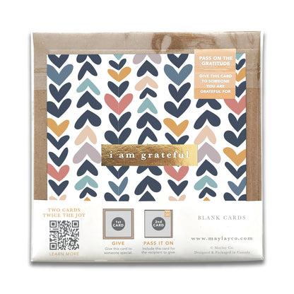 Heartwood "I Am Grateful" Gratitude Greeting Cards (Set of 2) — Pay-It-Forward Thank You Cards