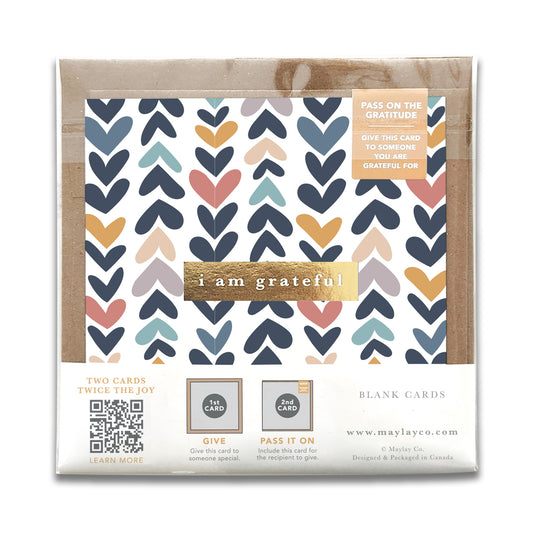 Heartwood "I Am Grateful" Gratitude Greeting Cards (Set of 2) — Pay-It-Forward Thank You Cards