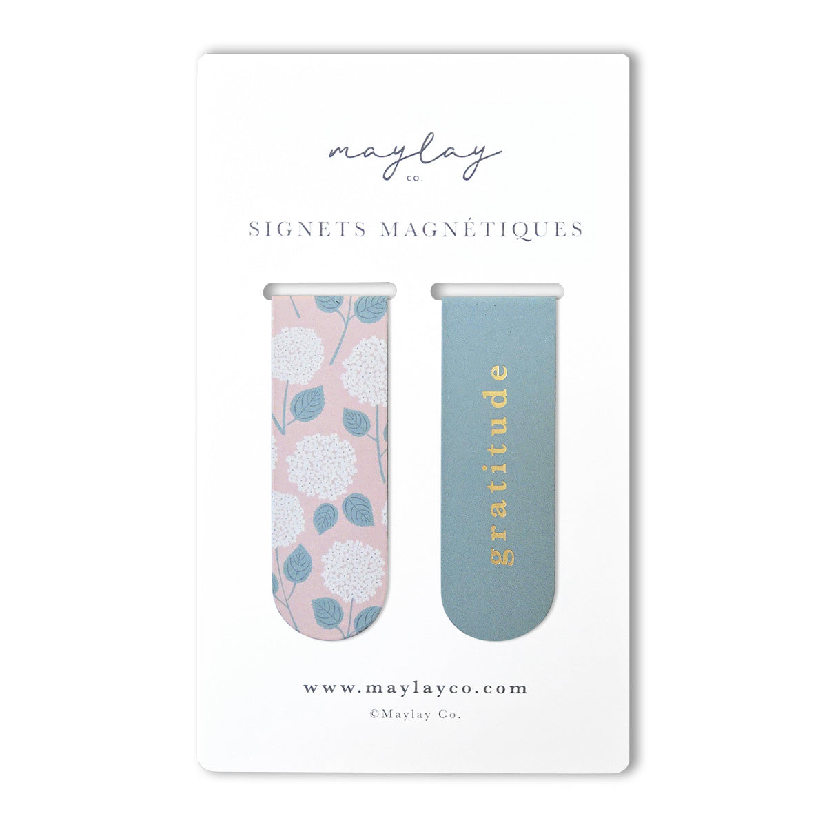 French Hydrangeas « Gratitude » Signets Magnétiques / Magnetic Bookmarks (Ensemble de 2) — Pour Livres, Journaux et Agendas