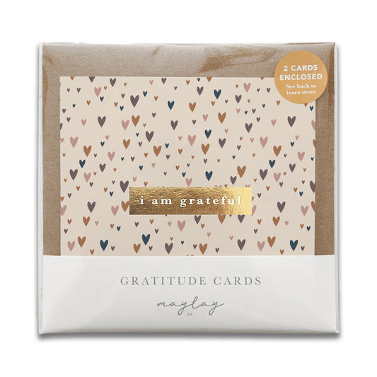 Little Hearts "I Am Grateful" Gratitude Greeting Cards (Set of 2) — Pay-It-Forward Thank You Cards