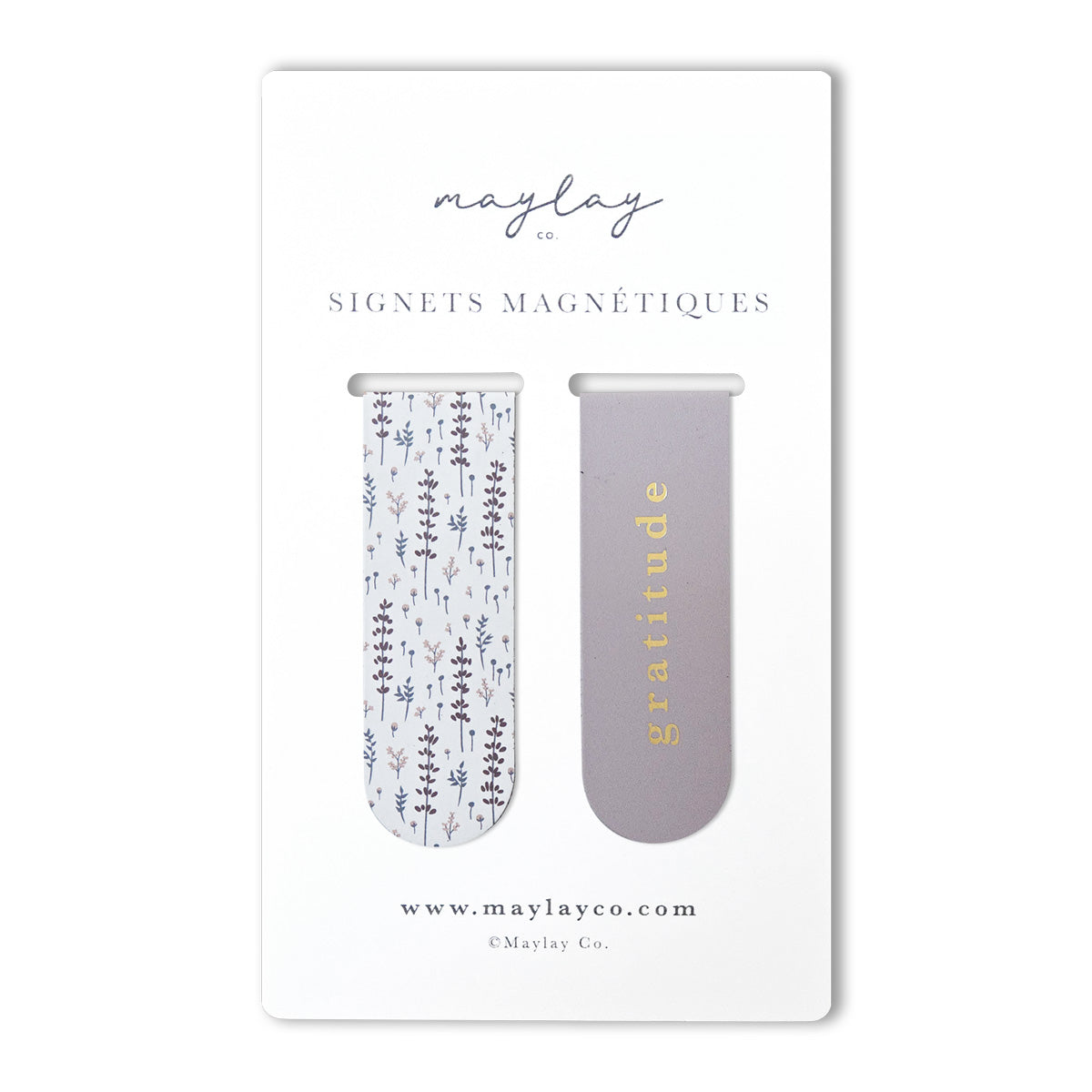 French Lovely Lavender  « Gratitude » Signets Magnétiques / Magnetic Bookmarks (Ensemble de 2) — Pour Livres, Journaux et Agendas