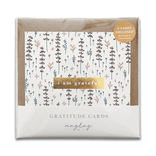 Lovely Lavender "I Am Grateful" Gratitude Greeting Cards (Set of 2) — Pay-It-Forward Thank You Cards