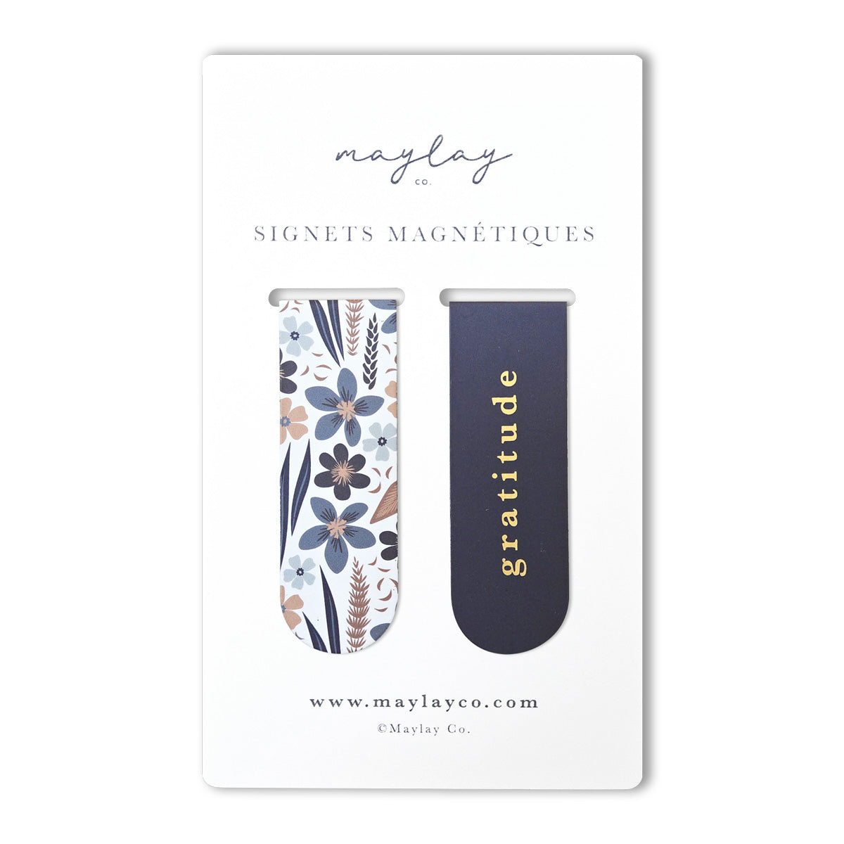 French Misty Bloom  « Gratitude » Signets Magnétiques / Magnetic Bookmarks (Ensemble de 2) — Pour Livres, Journaux et Agendas