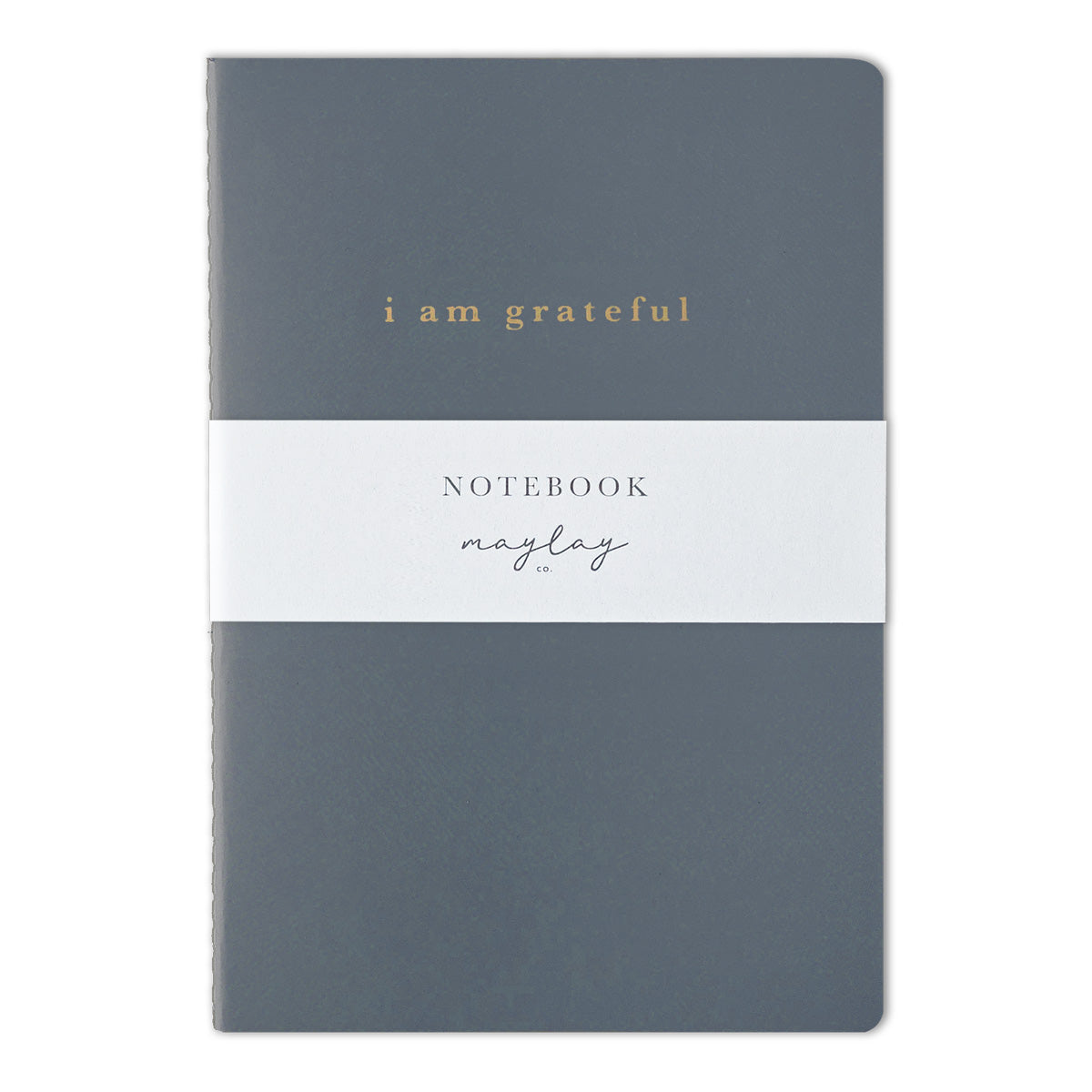Blue "I Am Grateful" Jotter Notebook — Gold Foil with Dotted Grid Pages B6 Size
