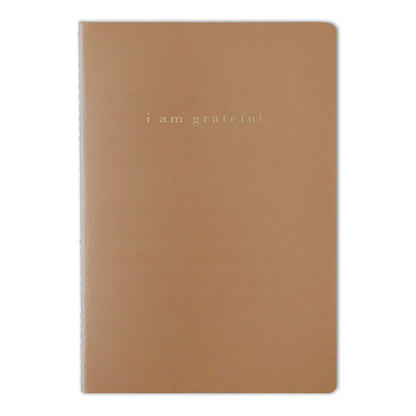 Brown "I Am Grateful" Jotter Notebook — Gold Foil with Dotted Grid Pages B6 Size