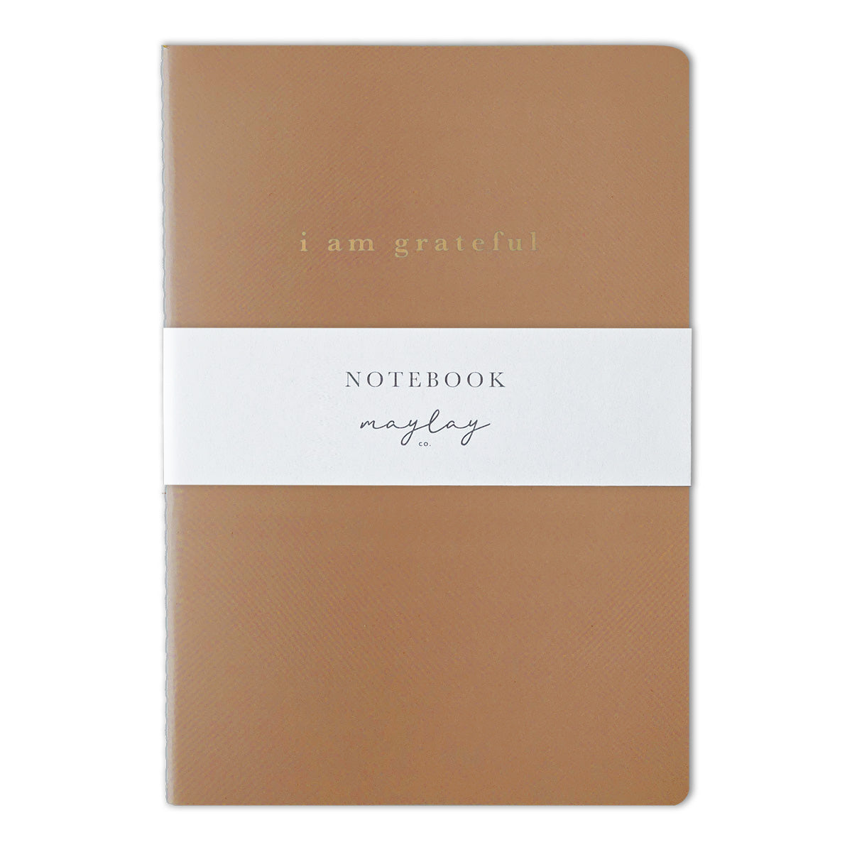 Brown "I Am Grateful" Jotter Notebook — Gold Foil with Dotted Grid Pages B6 Size