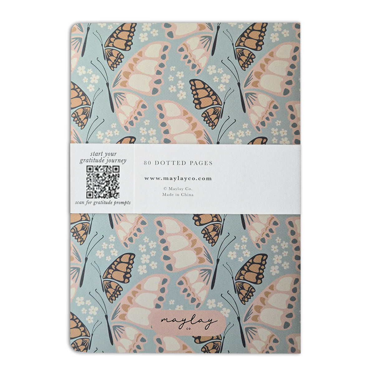 Butterfly Floral "I Am Grateful" Jotter Notebook — Gold Foil with Dotted Grid Pages B6 Size