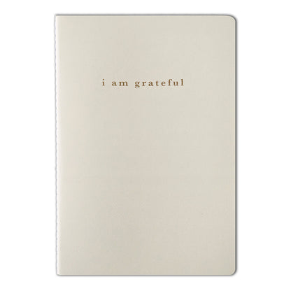Cream "I Am Grateful" Jotter Notebook — Gold Foil with Dotted Grid Pages B6 Size