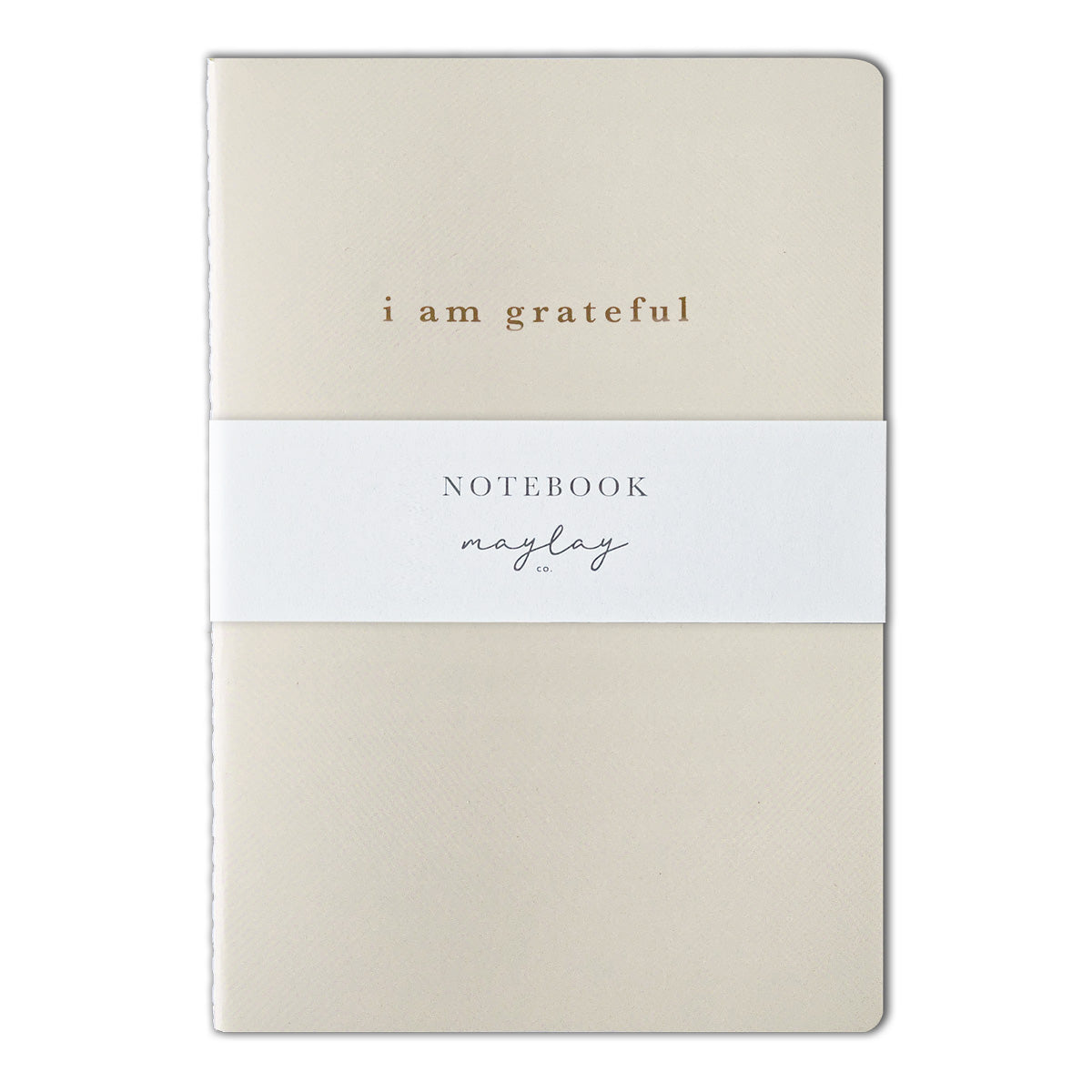 Cream "I Am Grateful" Jotter Notebook — Gold Foil with Dotted Grid Pages B6 Size