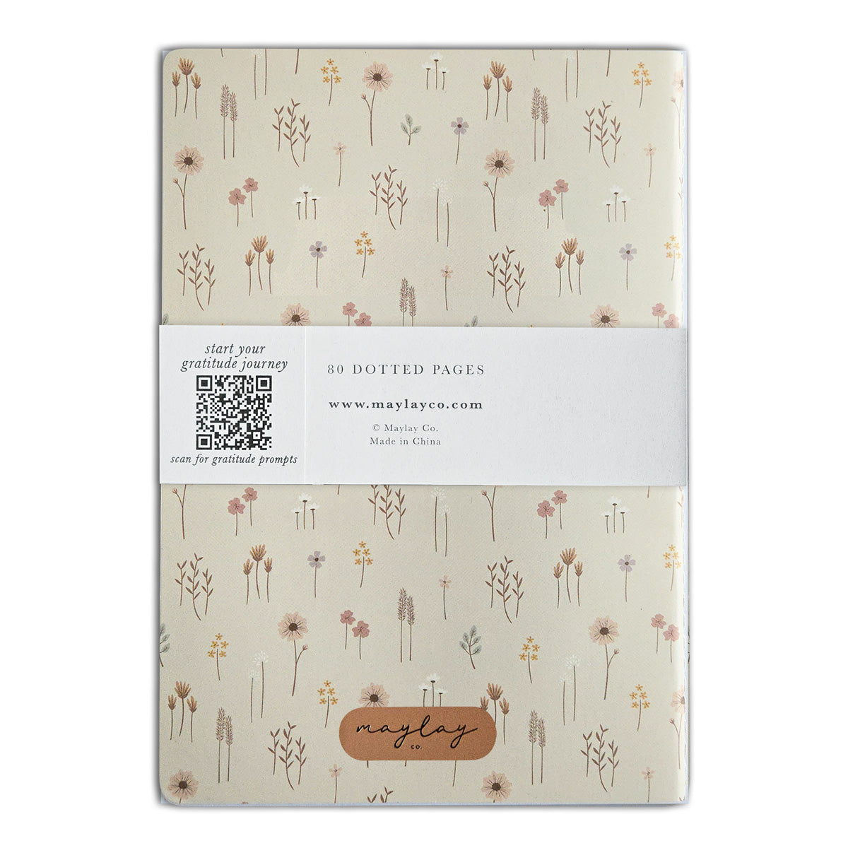 Farmhouse Floral "I Am Grateful" Jotter Notebook — Gold Foil with Dotted Grid Pages B6 Size