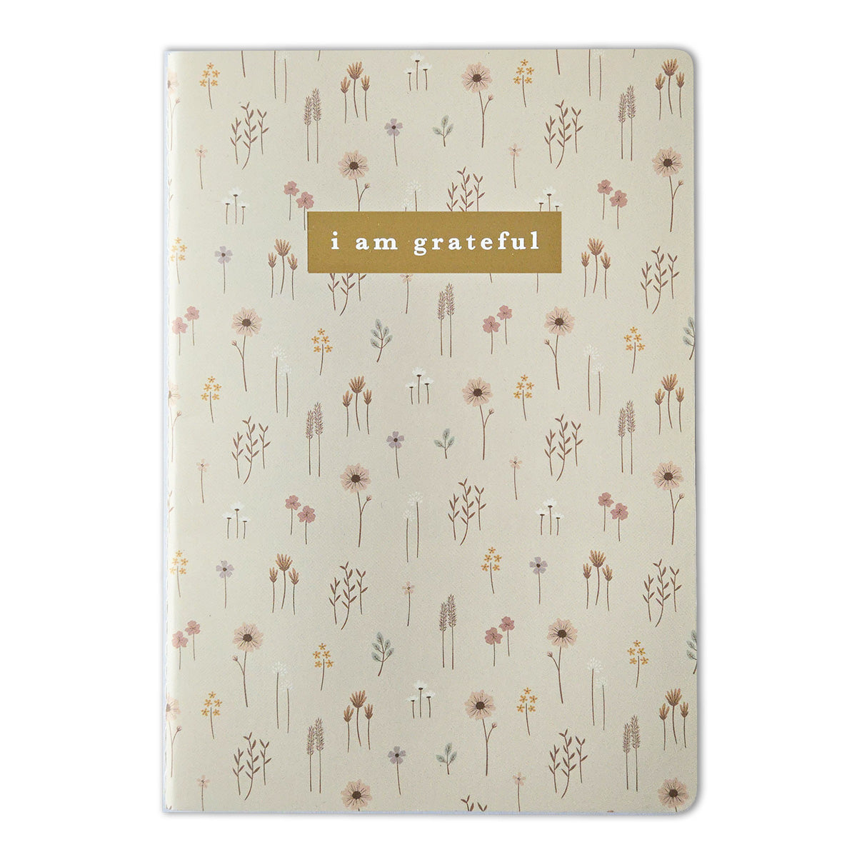 Farmhouse Floral "I Am Grateful" Jotter Notebook — Gold Foil with Dotted Grid Pages B6 Size