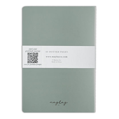 Green "I Am Grateful" Jotter Notebook — Gold Foil with Dotted Grid Pages B6 Size