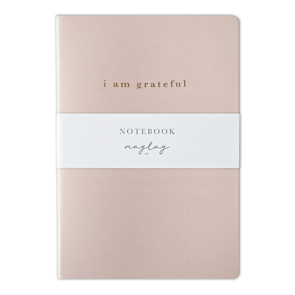 Pink "I Am Grateful" Jotter Notebook — Gold Foil with Dotted Grid Pages B6 Size