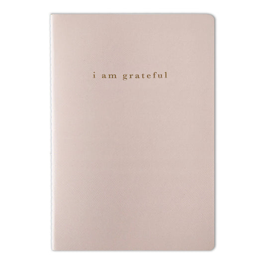 Pink "I Am Grateful" Jotter Notebook — Gold Foil with Dotted Grid Pages B6 Size