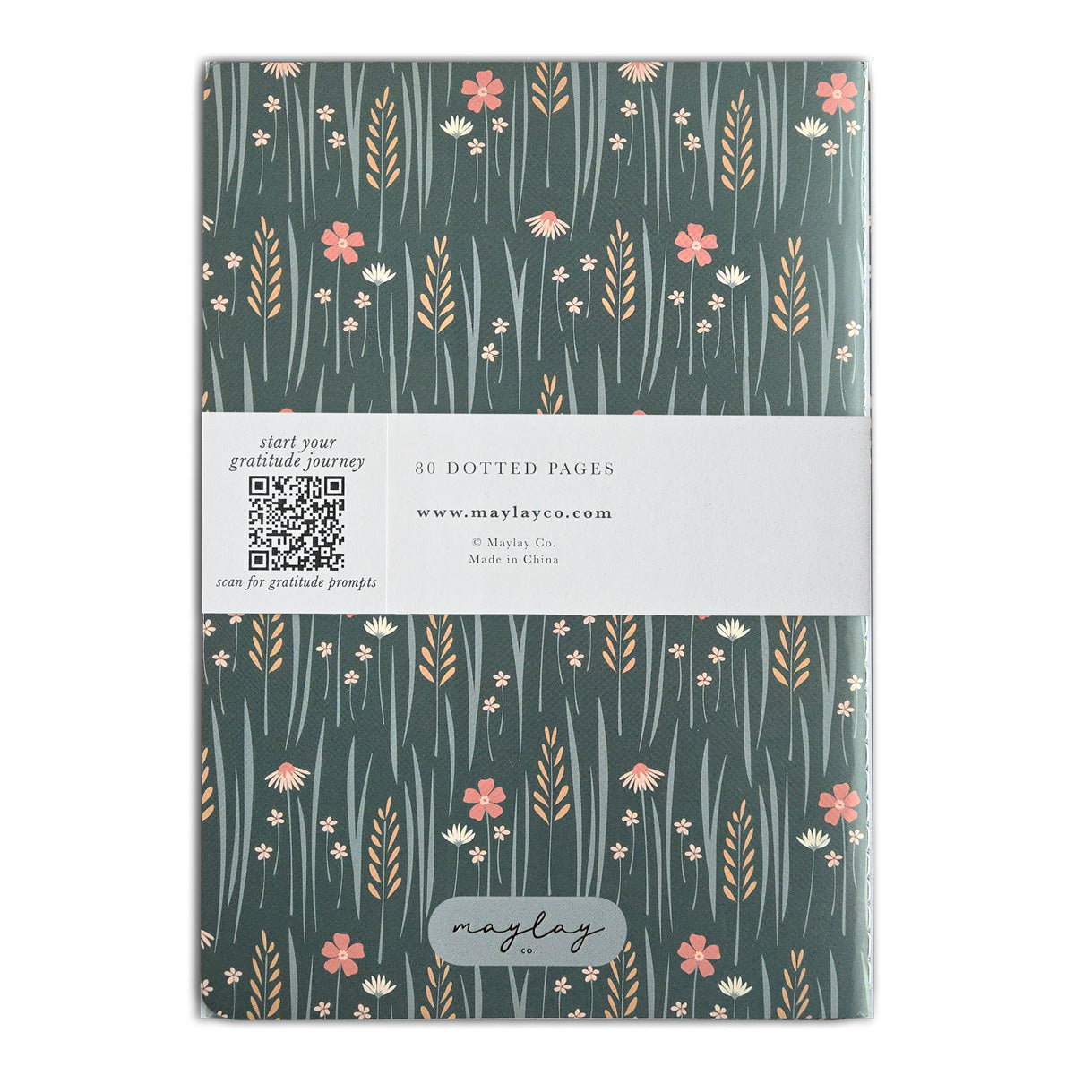Wildflowers Floral "I Am Grateful" Jotter Notebook — Gold Foil with Dotted Grid Pages B6 Size