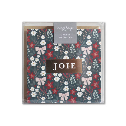 French Holiday "JOIE" Cartes de Notes Édition des Fêtes | 9Pk — Carte de Noël Mini