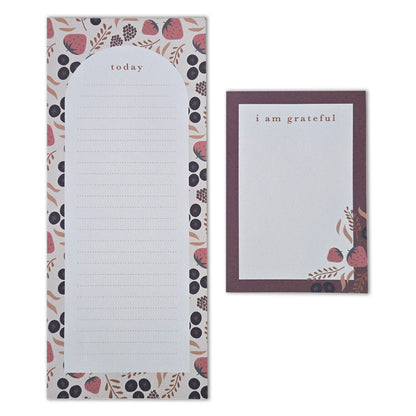 Fruity Floral "Today" & "I Am Grateful" Notepad Set — 2-Pack for Daily Planning