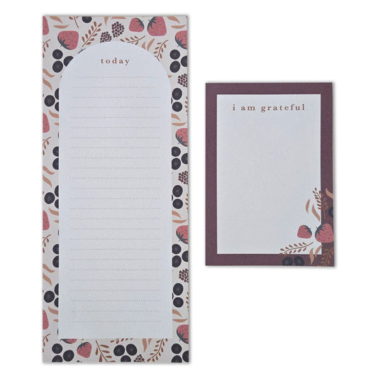 Fruity Floral "Today" & "I Am Grateful" Notepad Set — 2-Pack for Daily Planning