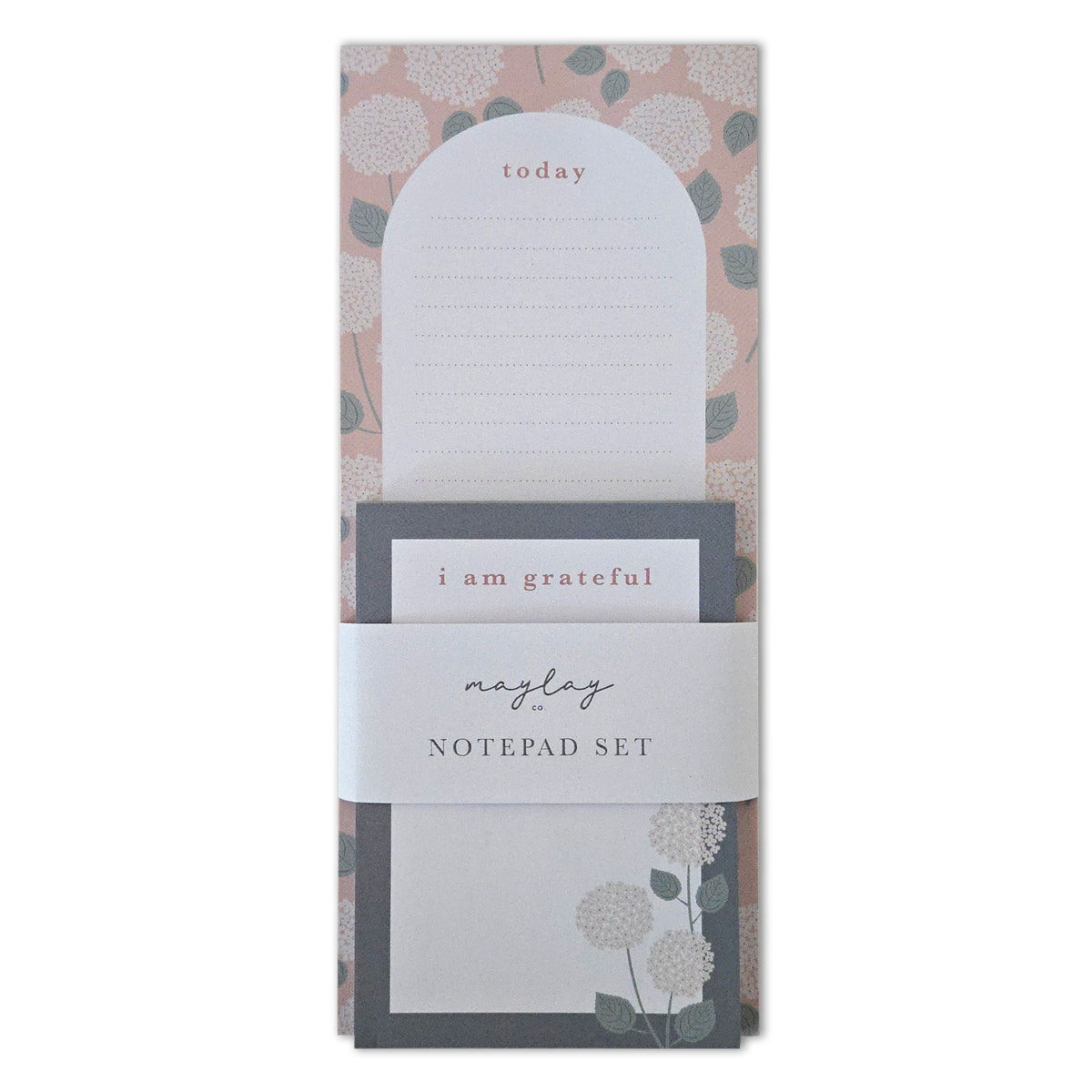 Hydrangeas Floral "Today" & "I Am Grateful" Notepad Set — 2-Pack for Daily Planning