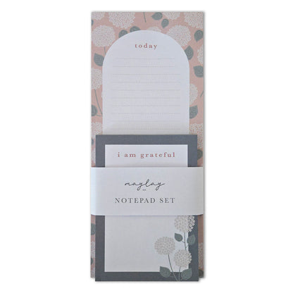 Hydrangeas Floral "Today" & "I Am Grateful" Notepad Set — 2-Pack for Daily Planning