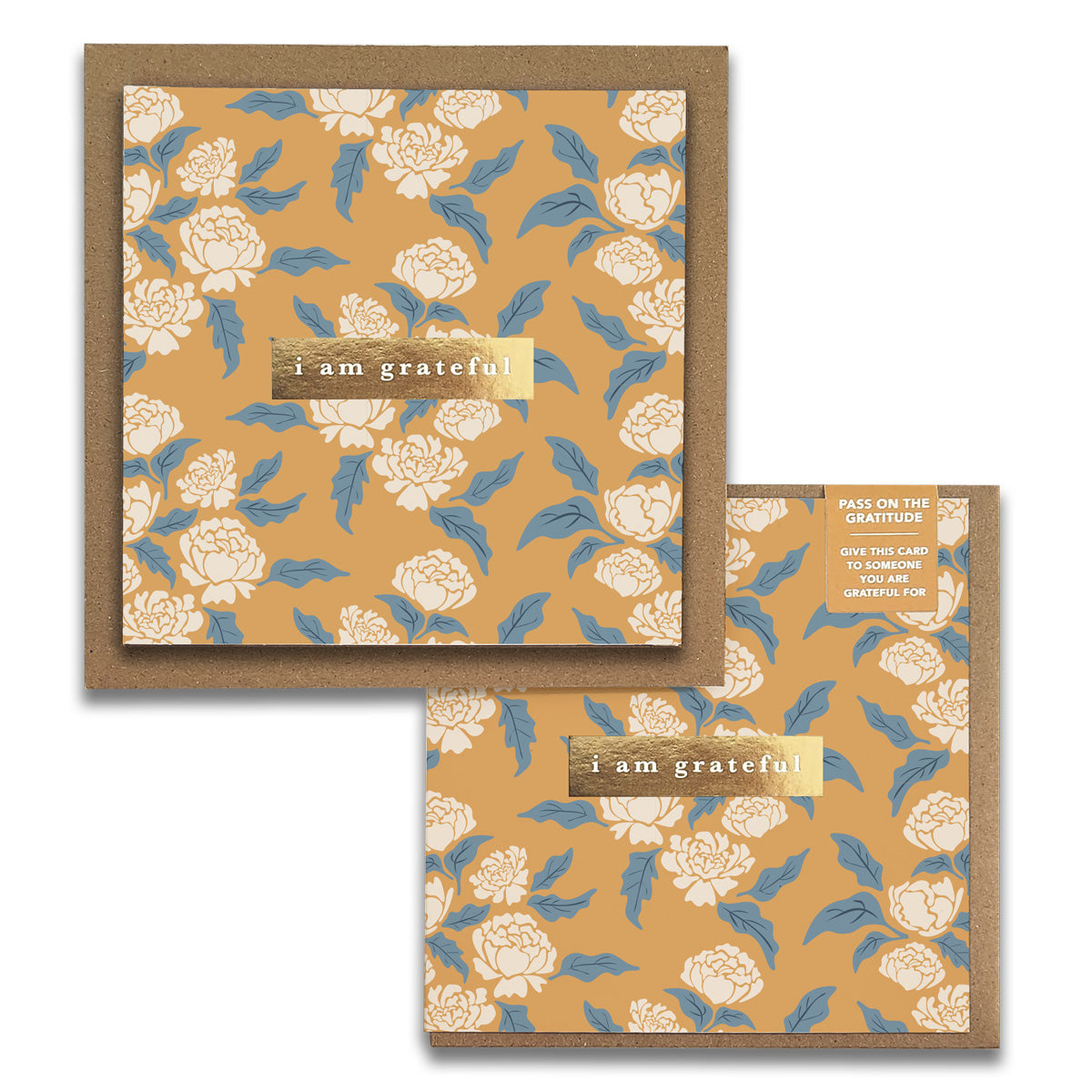 Peonies Floral Lunar New Year "I Am Grateful" Gratitude Greeting Cards (Set of 2) — Pay-It-Forward Thank You Cards
