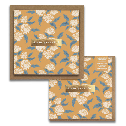 Peonies Floral Lunar New Year "I Am Grateful" Gratitude Greeting Cards (Set of 2) — Pay-It-Forward Thank You Cards