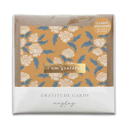 Peonies Floral Lunar New Year "I Am Grateful" Gratitude Greeting Cards (Set of 2) — Pay-It-Forward Thank You Cards