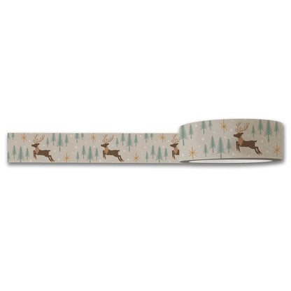 Reindeer Forest Holiday Washi Tape — Decorative Paper Tape for Planners, Journals, Scrapbooking & Crafts