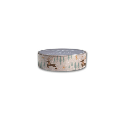 Reindeer Forest Holiday Washi Tape — Decorative Paper Tape for Planners, Journals, Scrapbooking & Crafts