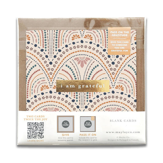 So Delicate "I Am Grateful" Gratitude Greeting Cards (Set of 2) — Pay-It-Forward Thank You Cards