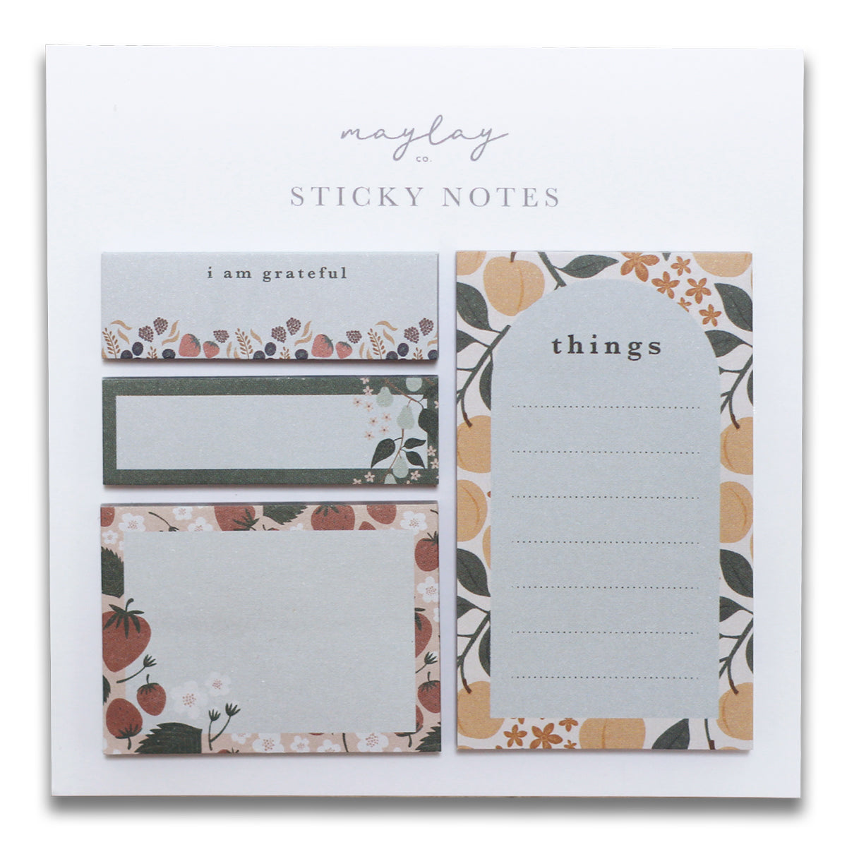 Fruit Mini Sticky Notes Set — 4 Pads for Planners & Journals
