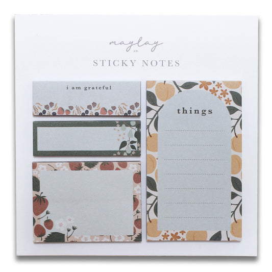 Fruit Mini Sticky Notes Set — 4 Pads for Planners & Journals