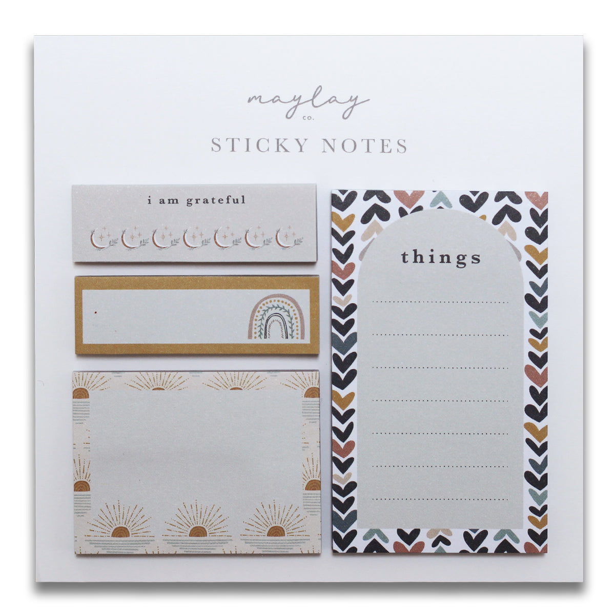 Nature Mini Sticky Notes Set — 4 Pads for Planners & Journals