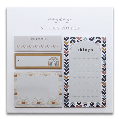 Nature Mini Sticky Notes Set — 4 Pads for Planners & Journals