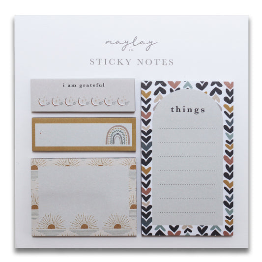 Nature Mini Sticky Notes Set — 4 Pads for Planners & Journals