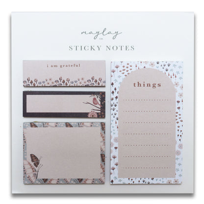 Spring Florals Mini Sticky Notes Set — 4 Pads for Planners & Journals