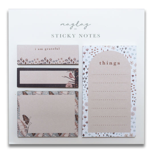 Spring Florals Mini Sticky Notes Set — 4 Pads for Planners & Journals