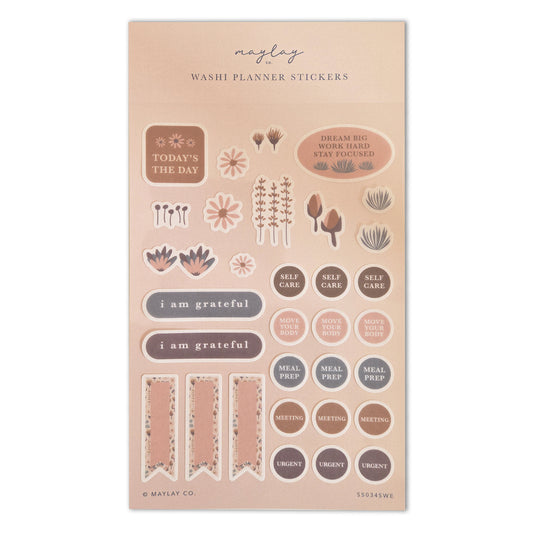 Sweetness Floral Washi Planner Stickers — Mindful Sticker Sheet for Planners, Journals & Bullet Journaling