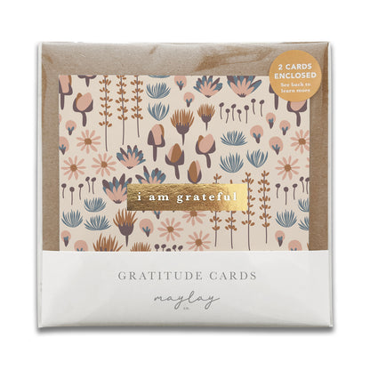 Sweetness Floral "I Am Grateful" Gratitude Greeting Cards (Set of 2) — Pay-It-Forward Thank You Cards