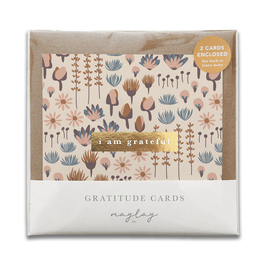 Sweetness Floral "I Am Grateful" Gratitude Greeting Cards (Set of 2) — Pay-It-Forward Thank You Cards