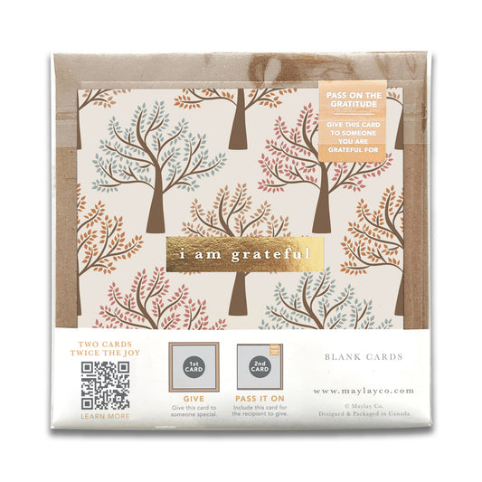 Walk in the Park Trees "I Am Grateful" Gratitude Greeting Cards (Set of 2) — Pay-It-Forward Thank You Cards