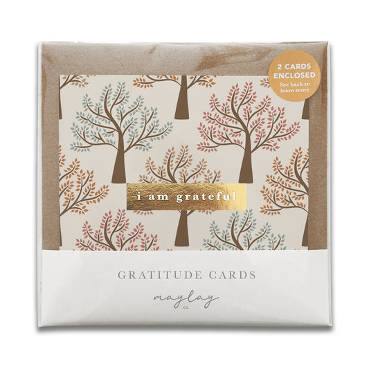 Walk in the Park Trees "I Am Grateful" Gratitude Greeting Cards (Set of 2) — Pay-It-Forward Thank You Cards