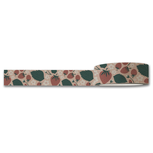 Strawberries Florals Washi Tape — Decorative Paper Tape for Planners, Journals, Scrapbooking & Crafts