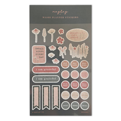 Wildflowers Floral Washi Planner Stickers — Mindful Sticker Sheet for Planners, Journals & Bullet Journaling