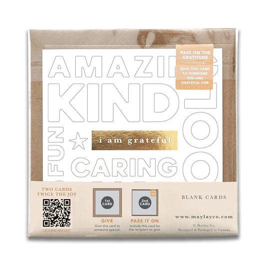 Kids Positive Words "I Am Grateful" Gratitude Greeting Cards (Set of 2) — Colour-Your-Own Pay-It-Forward Thank You Cards